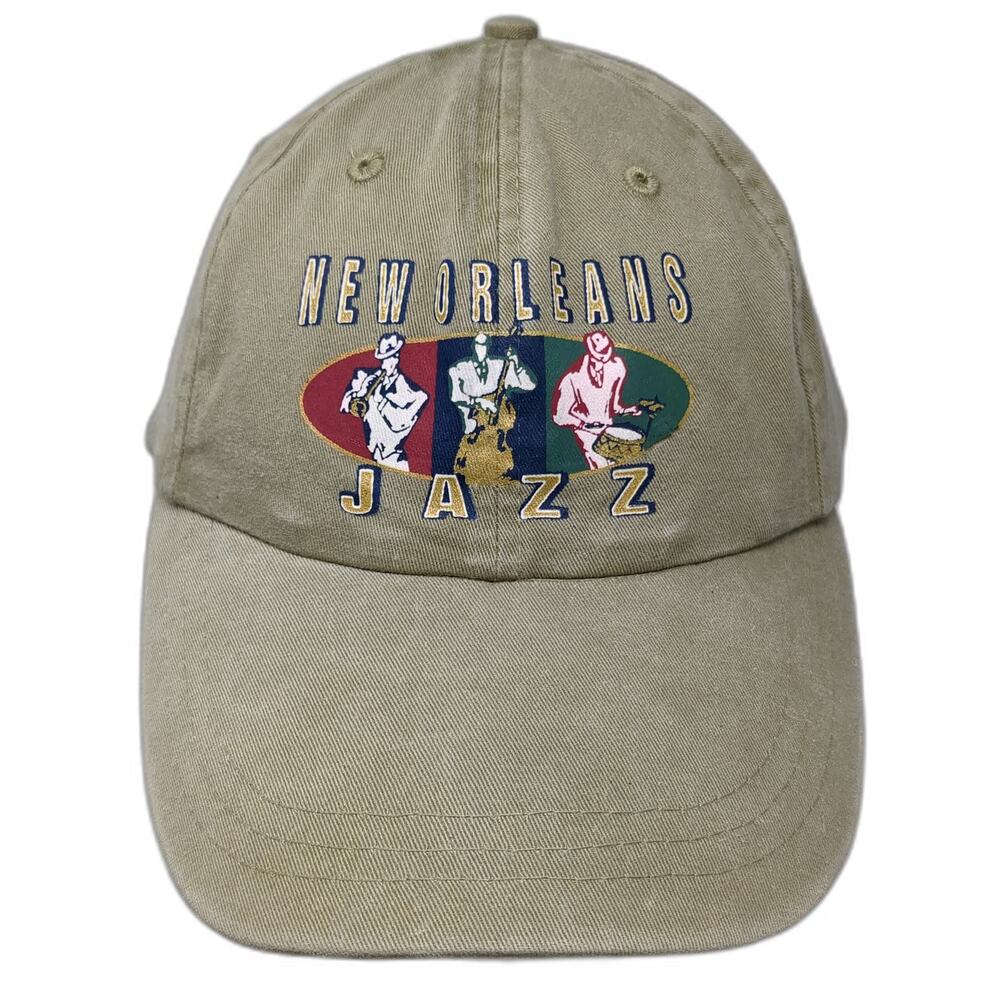 Falcon New Orleans Jazz Baseball Cap Beige One Size Leather Strapback Music Hat